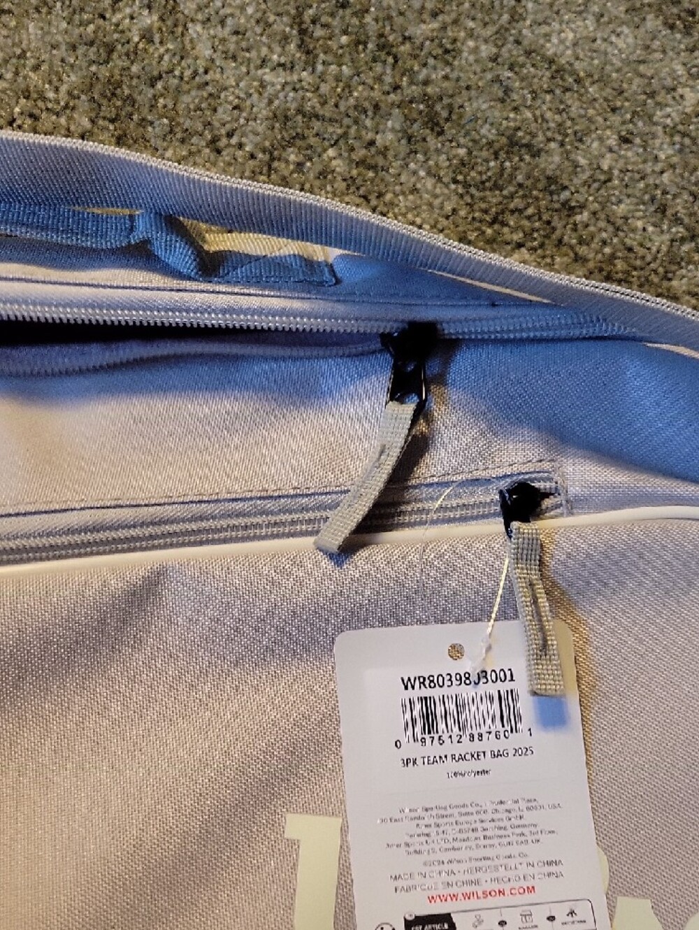 Wilson Light Gray Duffel Bag with Red Stripe - Picture 6 of 12